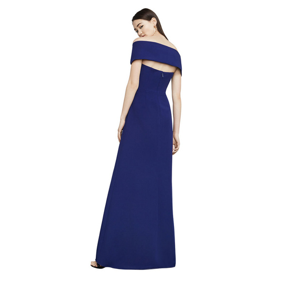 Blue Amalie Stretch Crepe Off the Shoulder Gown 8 - Picture 3 of 6